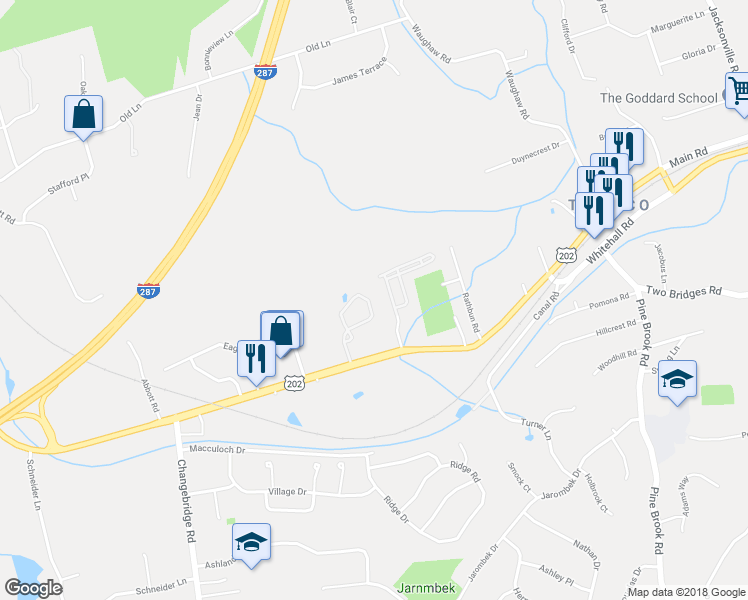 map of restaurants, bars, coffee shops, grocery stores, and more near 55 Heritage Court in Montville