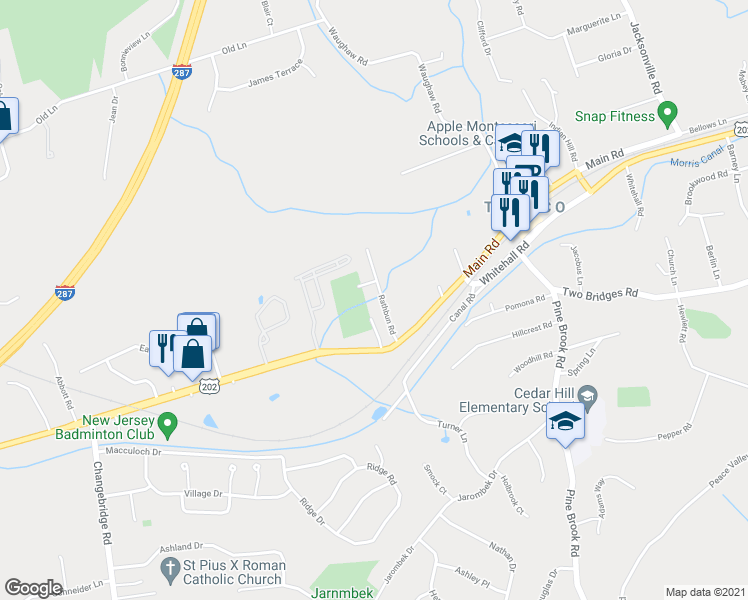 map of restaurants, bars, coffee shops, grocery stores, and more near 6A Rathbun Road in Montville