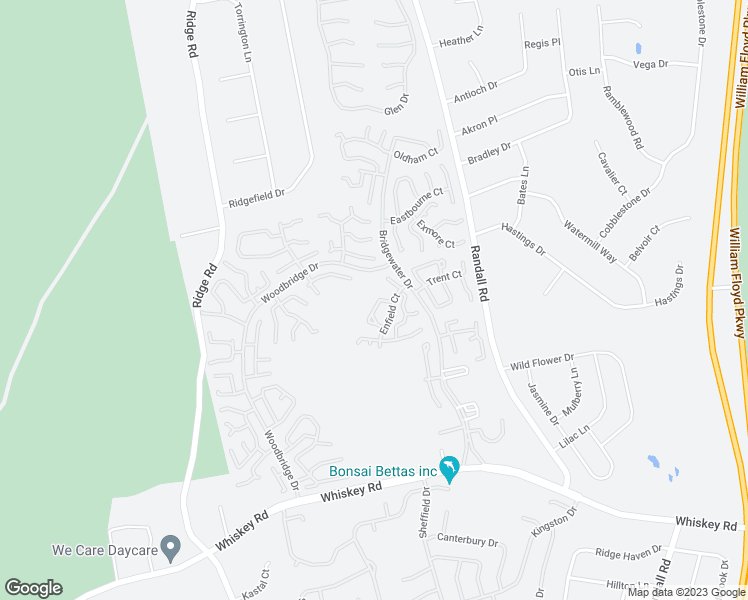 map of restaurants, bars, coffee shops, grocery stores, and more near 89 Enfield Court in Ridge