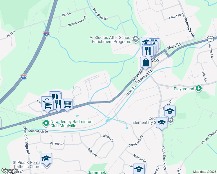 map of restaurants, bars, coffee shops, grocery stores, and more near 6A Rathbun Road in Montville