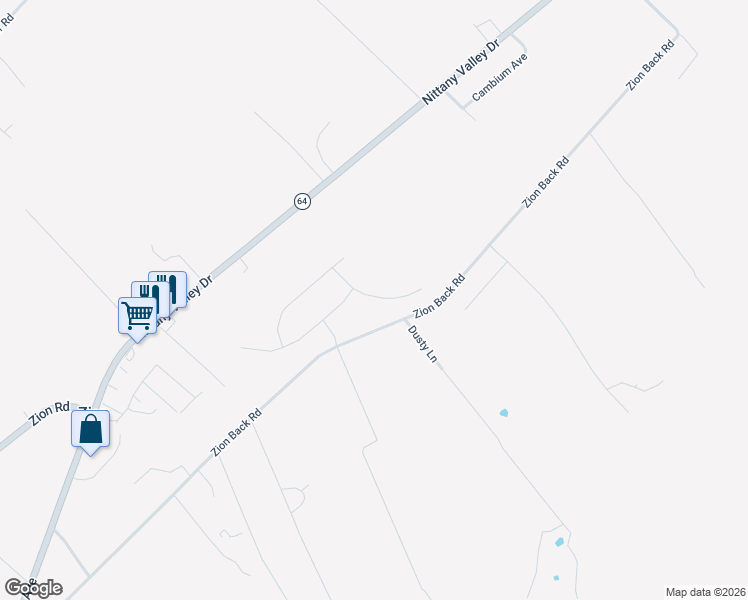 map of restaurants, bars, coffee shops, grocery stores, and more near 604 Zion Back Road in Bellefonte