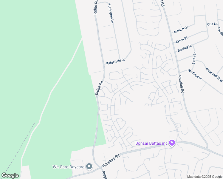 map of restaurants, bars, coffee shops, grocery stores, and more near 406 Woodbridge Drive in Ridge