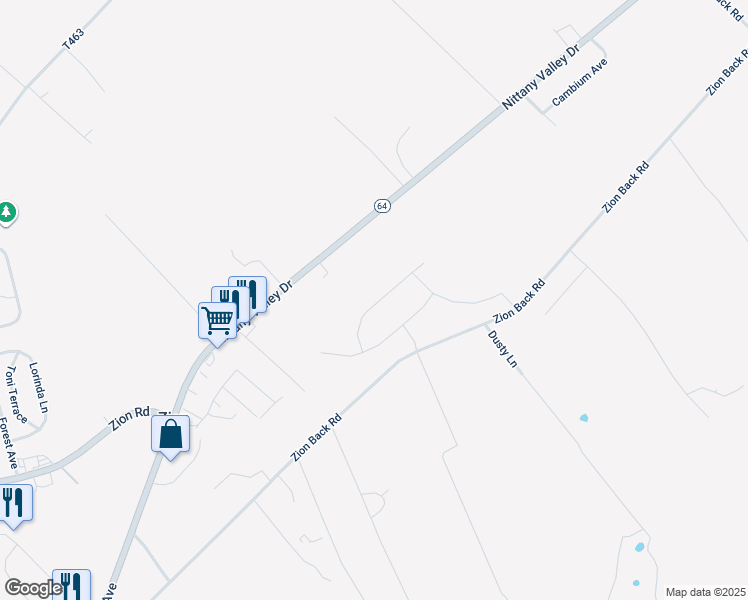 map of restaurants, bars, coffee shops, grocery stores, and more near 176 Archers Glen Road in Bellefonte