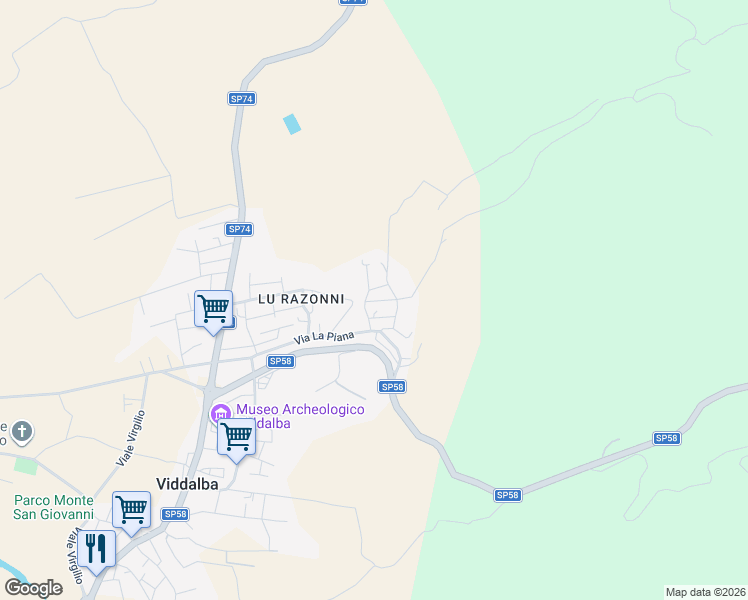 map of restaurants, bars, coffee shops, grocery stores, and more near via Berlinguer in Sassari