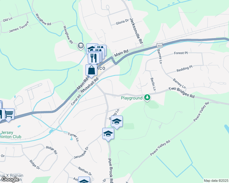 map of restaurants, bars, coffee shops, grocery stores, and more near 4 Jacobus Lane in Montville