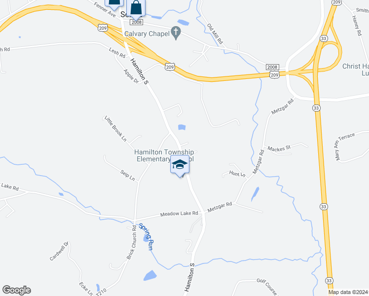 map of restaurants, bars, coffee shops, grocery stores, and more near 104 Hemlock Lane in Sciota