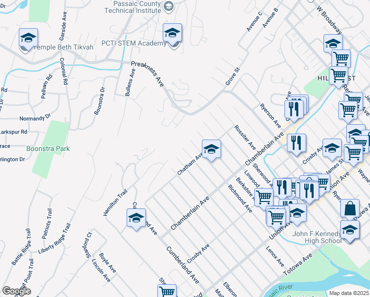 map of restaurants, bars, coffee shops, grocery stores, and more near 310 Lenox Avenue in Paterson