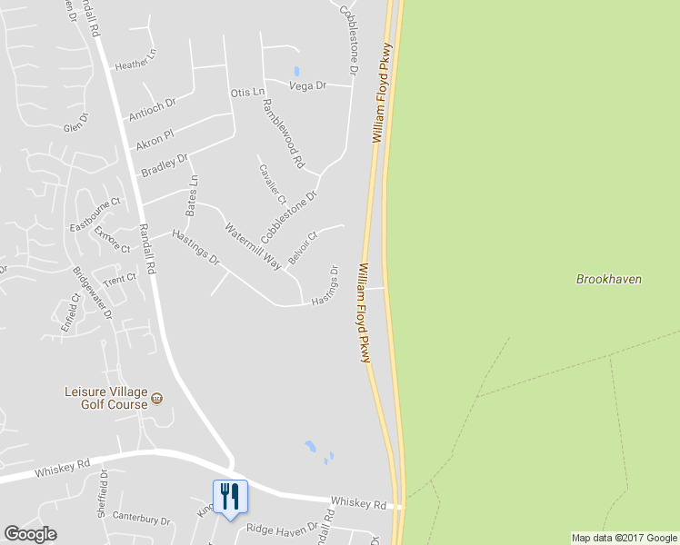 map of restaurants, bars, coffee shops, grocery stores, and more near 40 Hastings Drive in Ridge