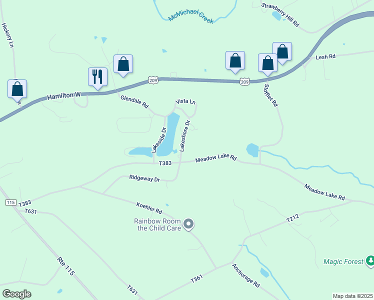 map of restaurants, bars, coffee shops, grocery stores, and more near 2604 Lakeshore Drive in Effort