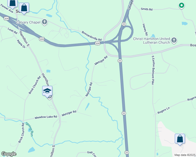 map of restaurants, bars, coffee shops, grocery stores, and more near 105 Metzgar Road in Saylorsburg