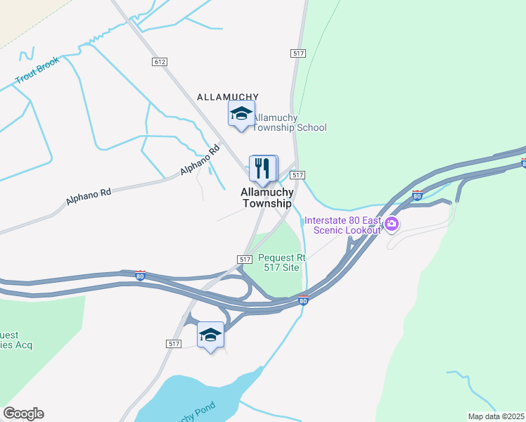 map of restaurants, bars, coffee shops, grocery stores, and more near 15 Old Hackettstown Road in Hackettstown