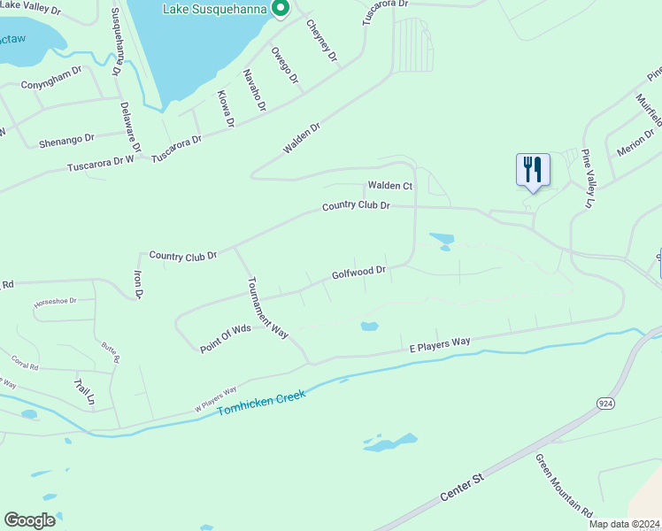 map of restaurants, bars, coffee shops, grocery stores, and more near 34 Golfwood Drive in Hazleton