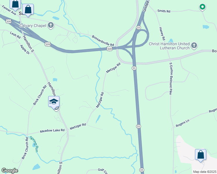 map of restaurants, bars, coffee shops, grocery stores, and more near 105 Metzgar Road in Saylorsburg