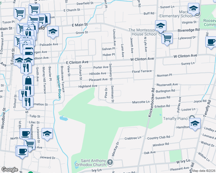 map of restaurants, bars, coffee shops, grocery stores, and more near 171 Highland Avenue in Bergenfield