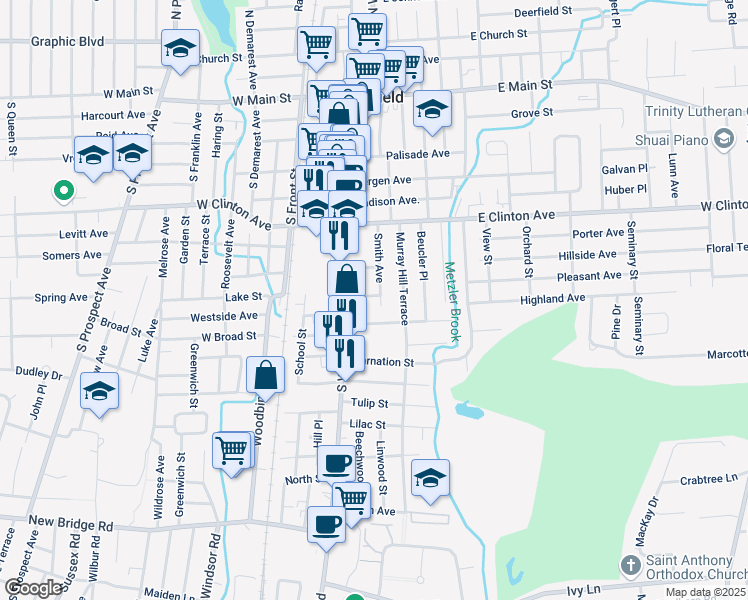 map of restaurants, bars, coffee shops, grocery stores, and more near 81 Smith Avenue in Bergenfield
