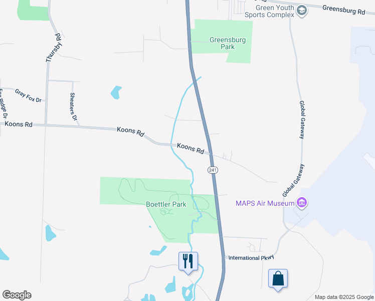 map of restaurants, bars, coffee shops, grocery stores, and more near 1956 Koons Road in North Canton