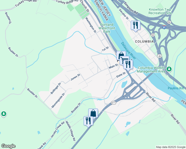 map of restaurants, bars, coffee shops, grocery stores, and more near 302 North Main Street in Bangor
