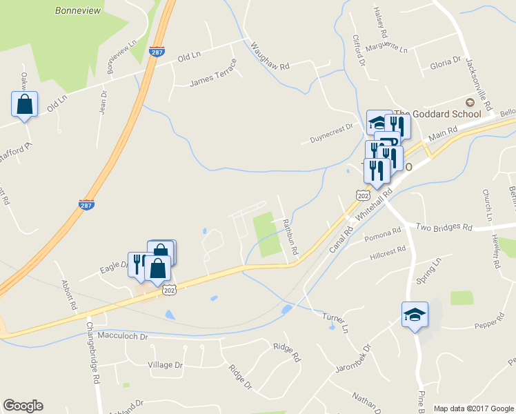 map of restaurants, bars, coffee shops, grocery stores, and more near 100 Washington Court in Montville