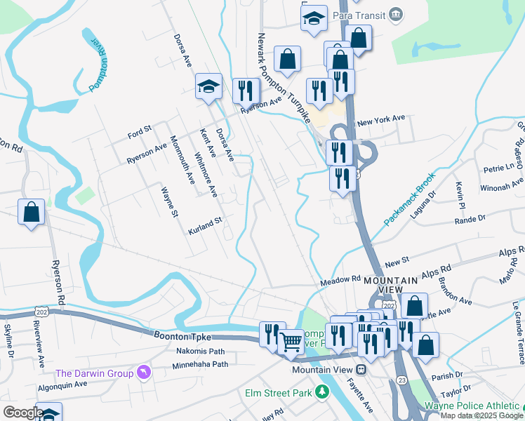map of restaurants, bars, coffee shops, grocery stores, and more near 52 Ferrara Avenue in Wayne