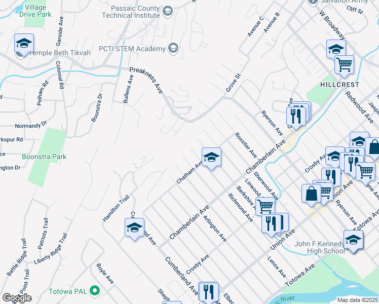 map of restaurants, bars, coffee shops, grocery stores, and more near 310 Lenox Avenue in Paterson