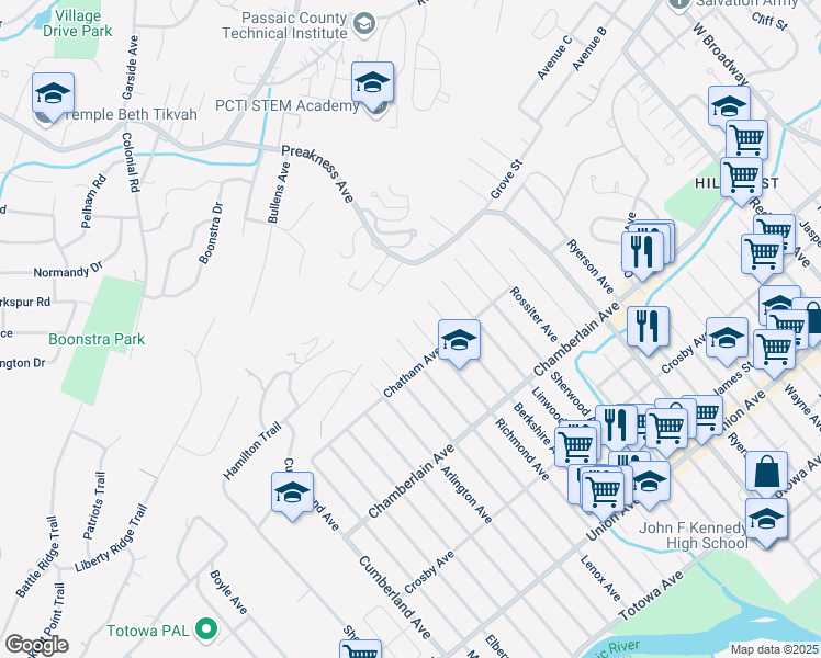 map of restaurants, bars, coffee shops, grocery stores, and more near 310 Lenox Avenue in Paterson