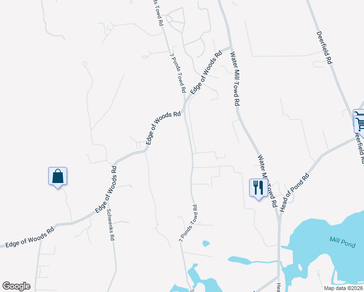 map of restaurants, bars, coffee shops, grocery stores, and more near 481 7 Ponds Towd Road in Water Mill