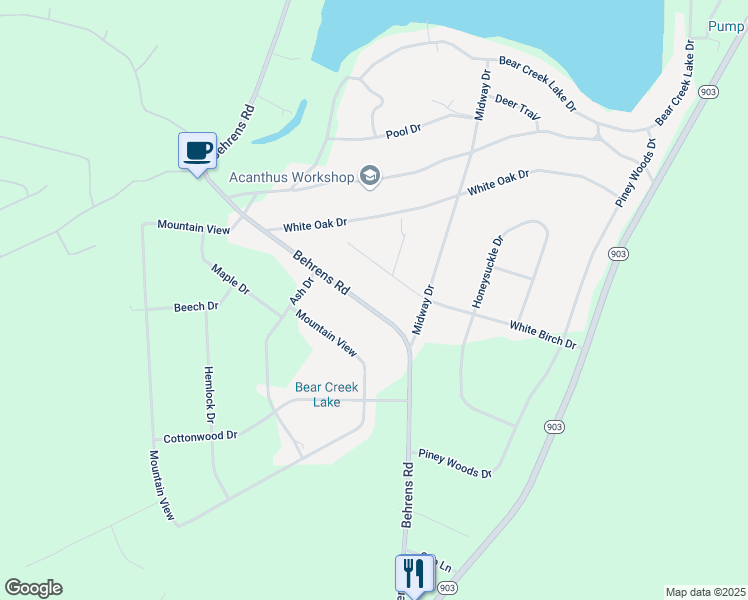 map of restaurants, bars, coffee shops, grocery stores, and more near 164 Behrens Road in Jim Thorpe