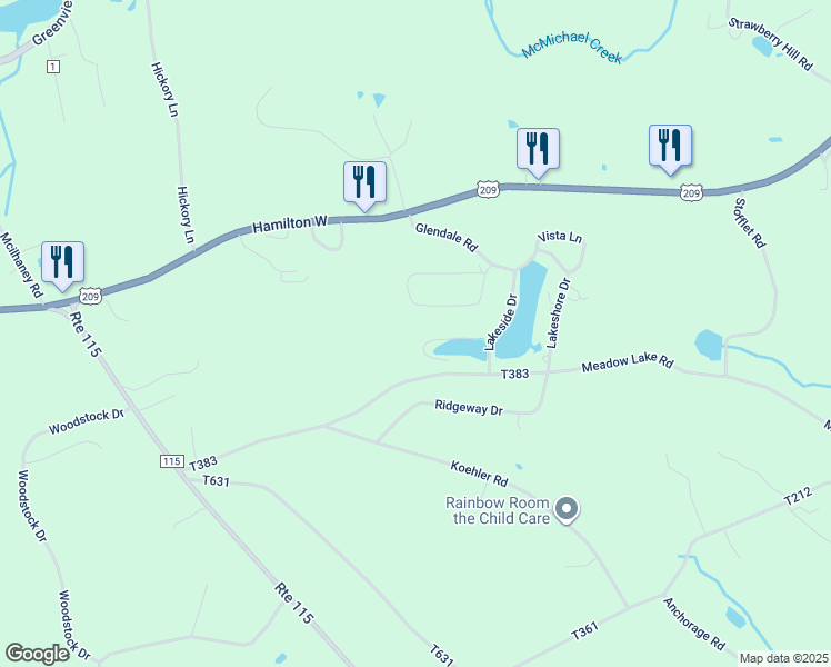 map of restaurants, bars, coffee shops, grocery stores, and more near 1624 Green Tree Circle in Effort