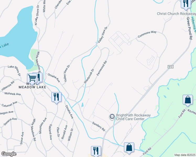 map of restaurants, bars, coffee shops, grocery stores, and more near 17 Fernwood Road in Rockaway