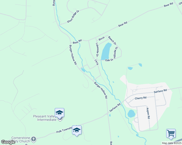 map of restaurants, bars, coffee shops, grocery stores, and more near 128 Creek Drive in Kunkletown