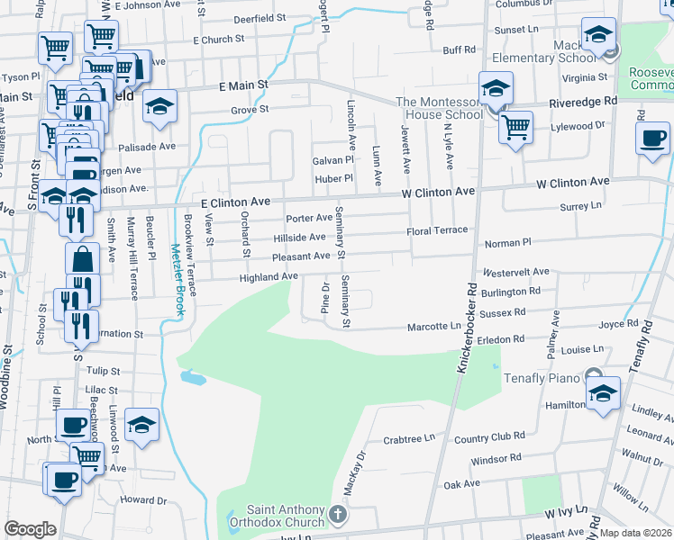 map of restaurants, bars, coffee shops, grocery stores, and more near 171 Highland Avenue in Bergenfield