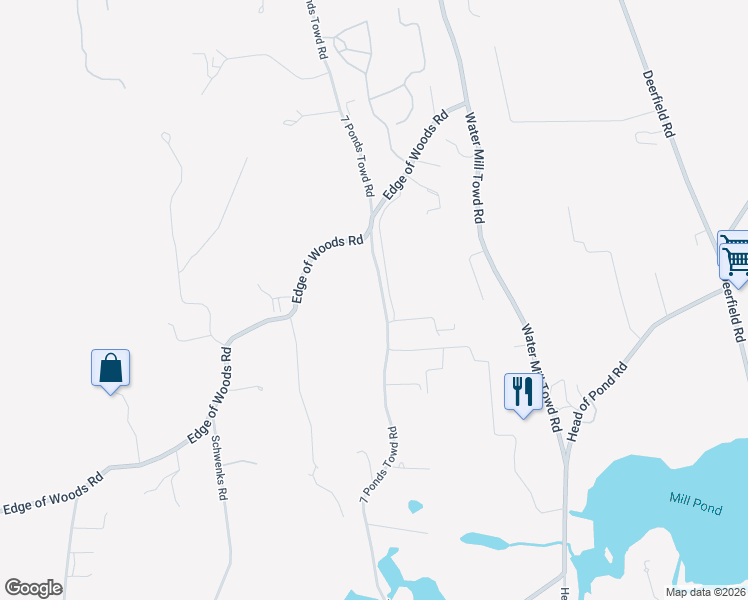 map of restaurants, bars, coffee shops, grocery stores, and more near 481 7 Ponds Towd Road in Water Mill