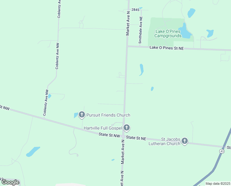 map of restaurants, bars, coffee shops, grocery stores, and more near 9333 Market Avenue North in Hartville