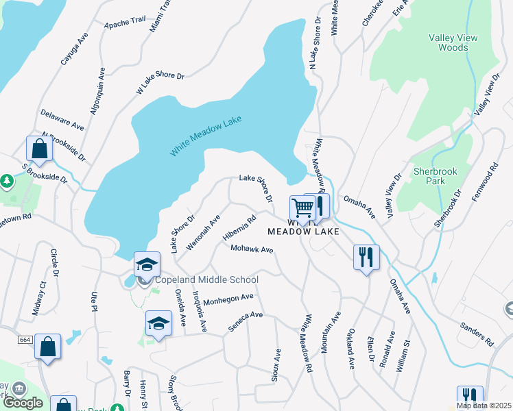 map of restaurants, bars, coffee shops, grocery stores, and more near 3 Oswego Avenue in Rockaway