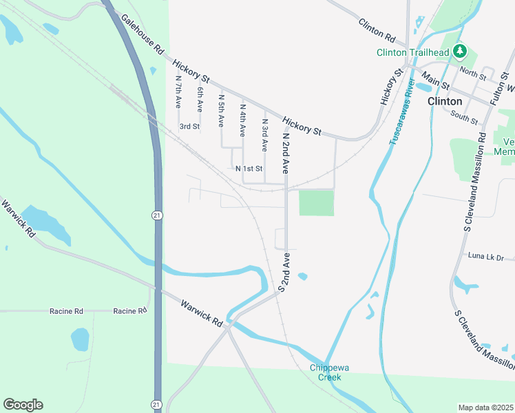map of restaurants, bars, coffee shops, grocery stores, and more near 2955 South 1st Street in Clinton