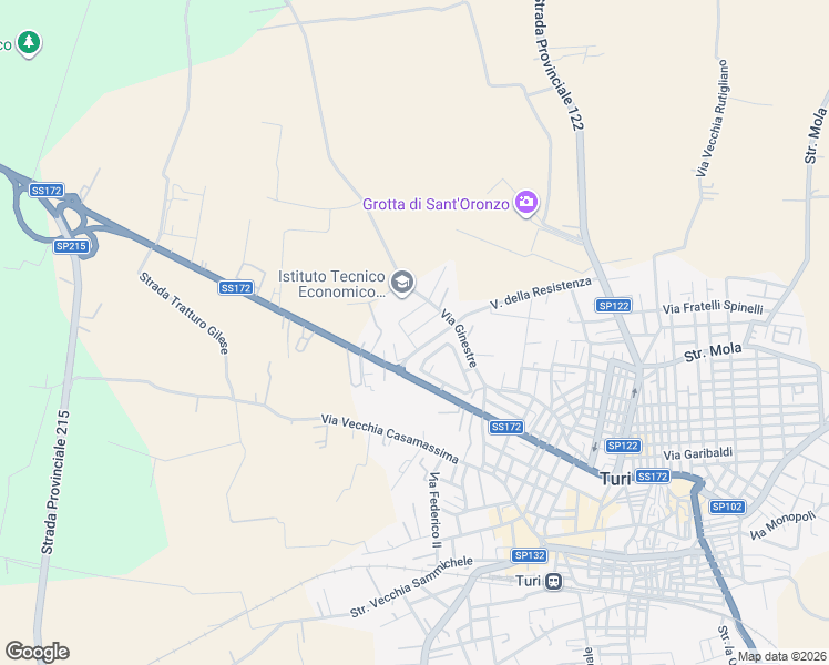 map of restaurants, bars, coffee shops, grocery stores, and more near 8A Strada Ginestra in Turi