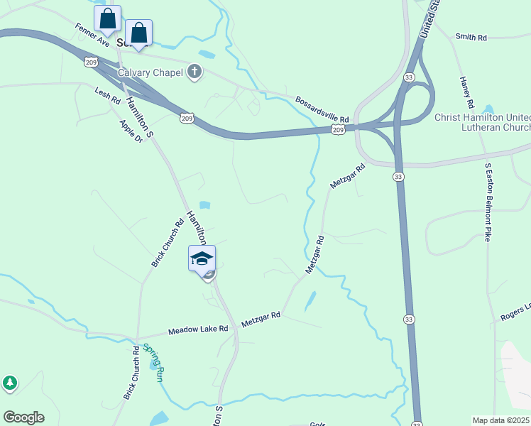 map of restaurants, bars, coffee shops, grocery stores, and more near 216 Village Lane in Sciota