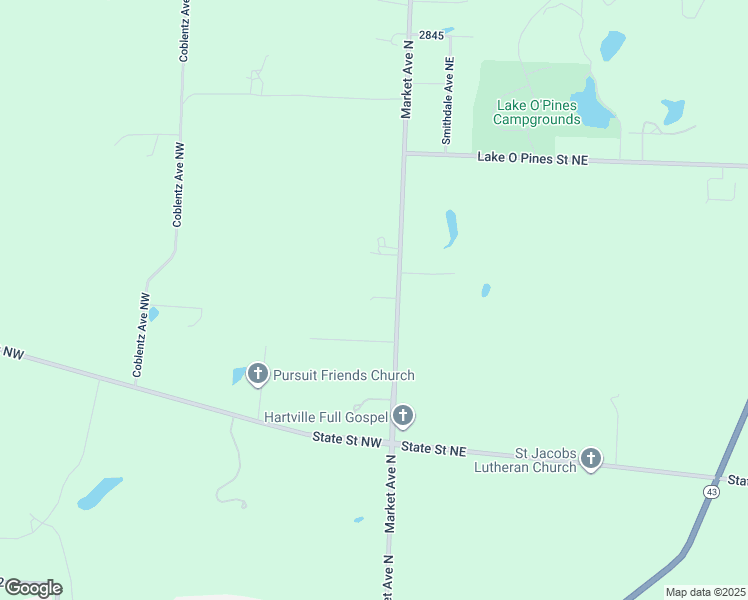map of restaurants, bars, coffee shops, grocery stores, and more near 9333 Market Avenue North in Hartville
