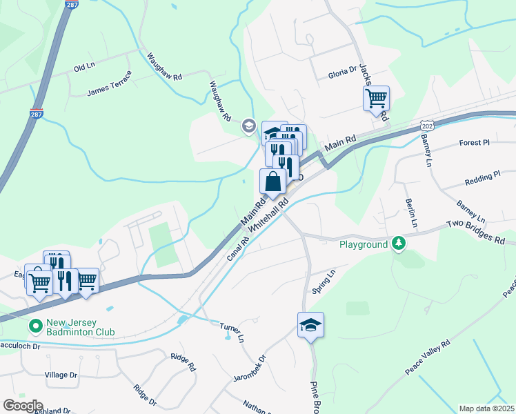 map of restaurants, bars, coffee shops, grocery stores, and more near 612 Main Road in Montville