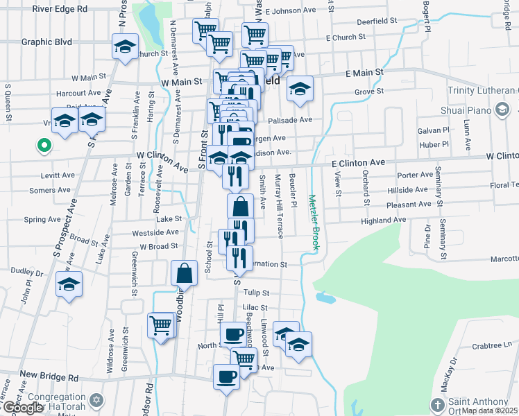 map of restaurants, bars, coffee shops, grocery stores, and more near 81 Smith Avenue in Bergenfield