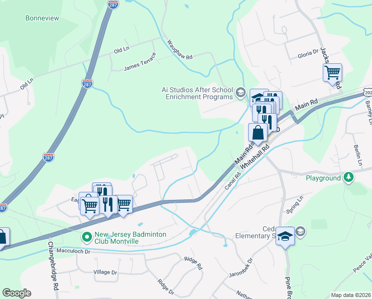 map of restaurants, bars, coffee shops, grocery stores, and more near 15 Rathbun Road in Montville