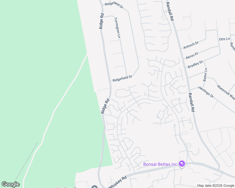 map of restaurants, bars, coffee shops, grocery stores, and more near 258 Newcastle Court in Ridge