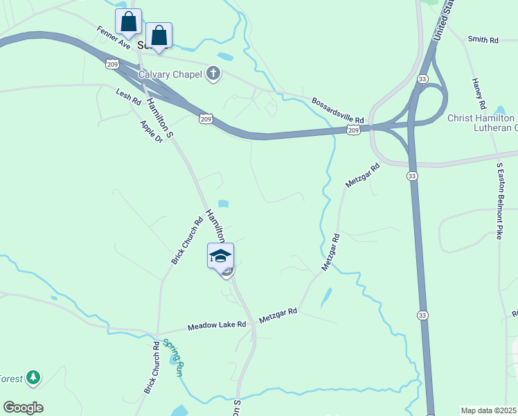 map of restaurants, bars, coffee shops, grocery stores, and more near 208 Village Lane in Sciota