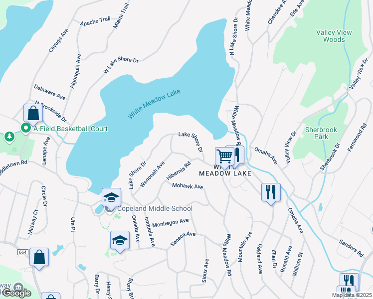 map of restaurants, bars, coffee shops, grocery stores, and more near 3 Oswego Avenue in Rockaway