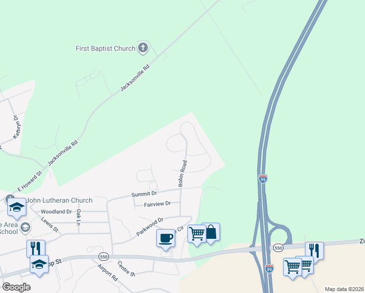 map of restaurants, bars, coffee shops, grocery stores, and more near 1201-1299 Fox Meadow Circle in Bellefonte