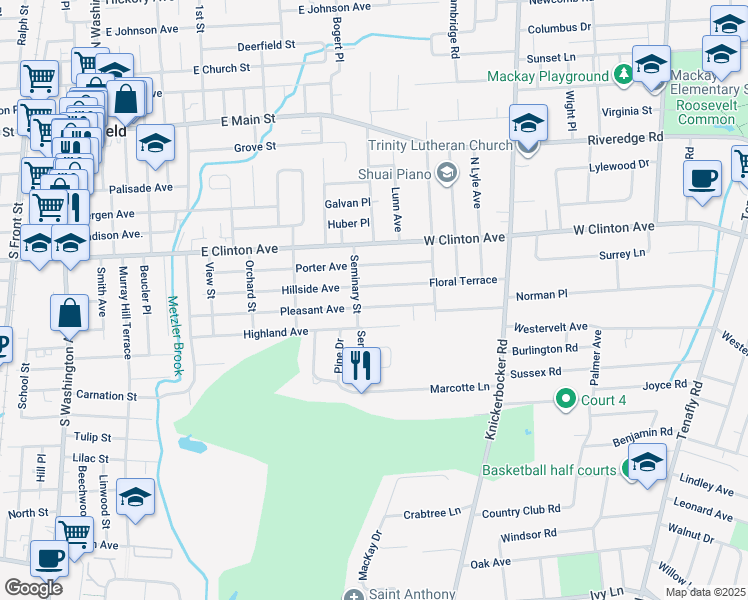 map of restaurants, bars, coffee shops, grocery stores, and more near 211 Hillside Avenue in Bergenfield