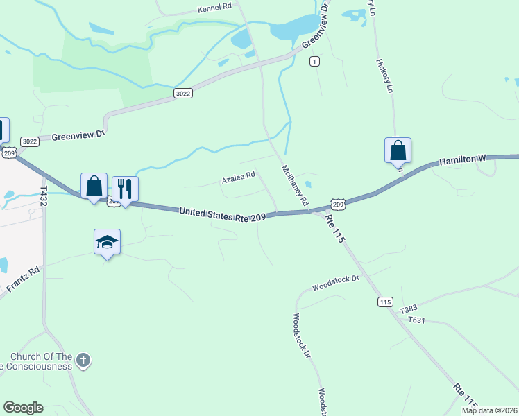 map of restaurants, bars, coffee shops, grocery stores, and more near 209 Azalea Road in Effort