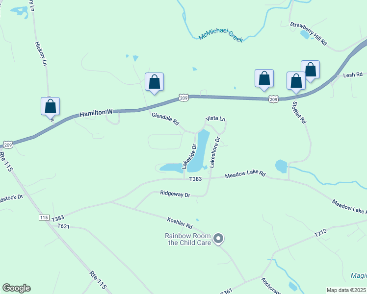 map of restaurants, bars, coffee shops, grocery stores, and more near 117 Skyview Circle in Effort