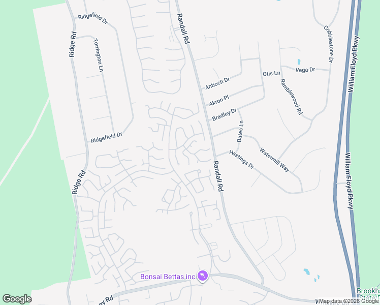 map of restaurants, bars, coffee shops, grocery stores, and more near 125 Exmore Court in Ridge