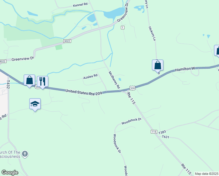 map of restaurants, bars, coffee shops, grocery stores, and more near 106 Camellia Road in Effort